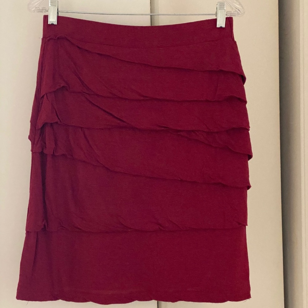 Bordeaux Faux Flapper Tiered Wine Skirt - L